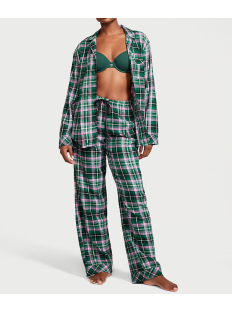 Піжама Flannel Long Pajama Set Green Pop Plaid