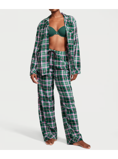 Пижама Flannel Long Pajama Set Green Pop Plaid