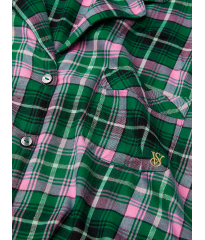 Пижама Flannel Long Pajama Set Green Pop Plaid