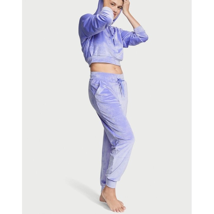 Велюровый костюм Ribbed Velour Hoodies Jogger Sky Blue