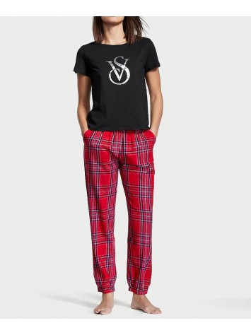 Піжама Cotton & Flannel Tee-jama Set Pink Plaid