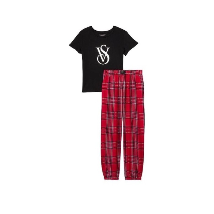 Піжама Cotton & Flannel Tee-jama Set Pink Plaid