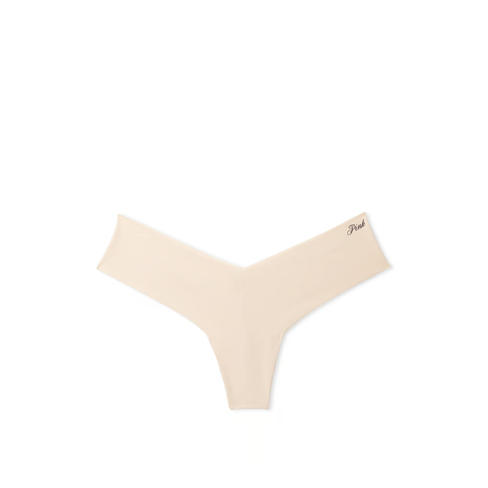 Трусики PINK No Show High-Leg Thong Panty Marzipan