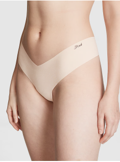 Трусики PINK No Show High-Leg Thong Panty Marzipan