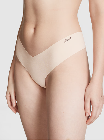 Трусики PINK No Show High-Leg Thong Panty Marzipan