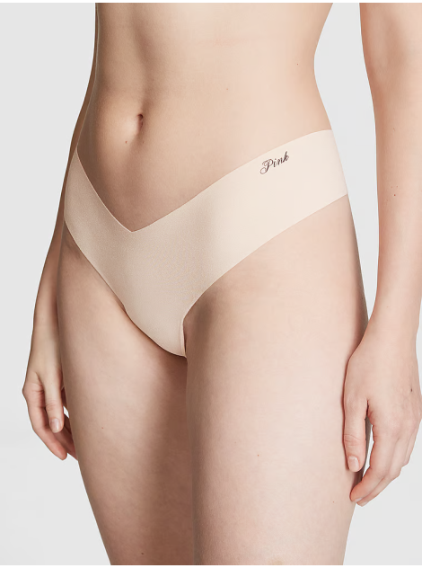 Трусики PINK No Show High-Leg Thong Panty Marzipan