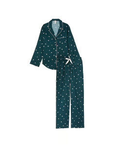 Піжама Victoria's Secret Flannel Long Pj Set Black Ivy Snowflakes