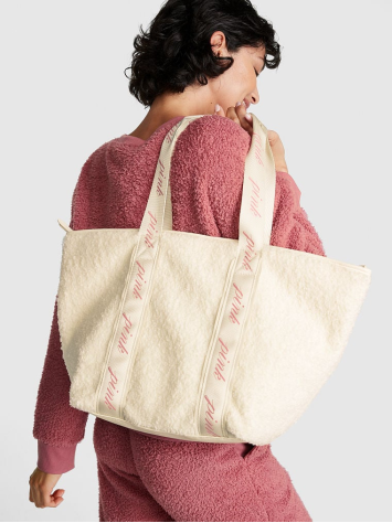 Сумка PINK Cozy-Plush Tote Bag Creamer
