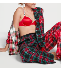 Пижама Victoria's Secret Flannel Long Pj set Red Plaid Print Mix