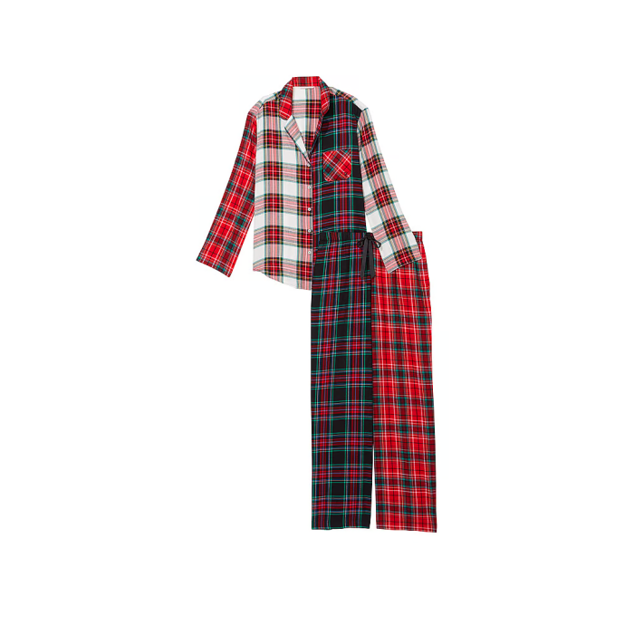 Піжама Victoria's Secret Flannel Long Pj set Red Plaid Print Mix