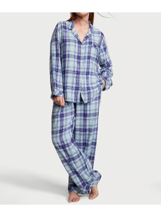 Піжама Victoria's Secret Flannel Long Pj set Ballad Blue Pop Plaid