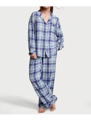 Піжама Victoria's Secret Flannel Long Pj set Ballad Blue Pop Plaid