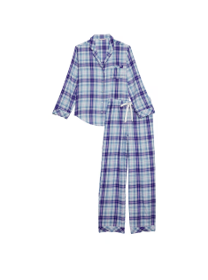Піжама Victoria's Secret Flannel Long Pj set Ballad Blue Pop Plaid