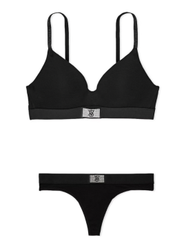 Комплект білизни Cotton Lightly Lined Wireless Bra Shine Patch Black Set