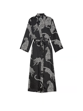 Халат Satin Long Robe Black Leopard