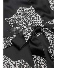 Халат Satin Long Robe Black Leopard