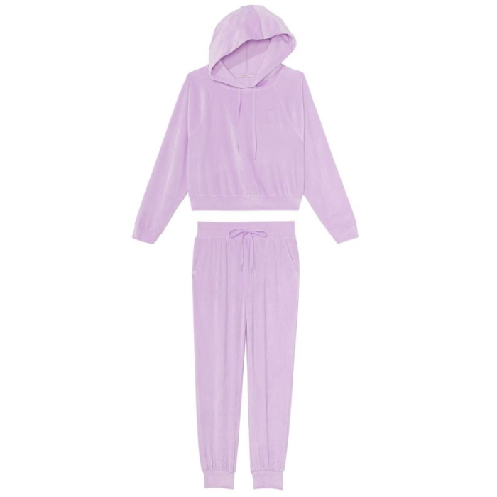 Велюровий костюм Вікторія Сікрет Ribbed Velour Hoodies Jogger Unicorn Purple