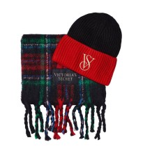 Набір шапка+шарф Victoria's Secret Plaid Set Black