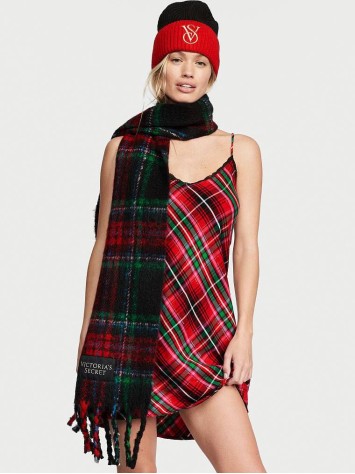 Набір шапка+шарф Victoria's Secret Plaid Set Black