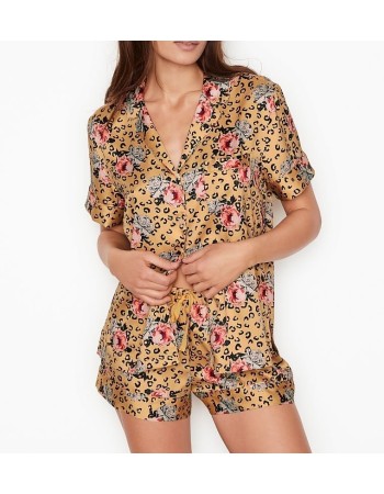 Піжама із шортами Satin Short Flower print Golden