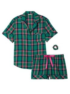 Піжама Green plaid Flannel Short PJ Set