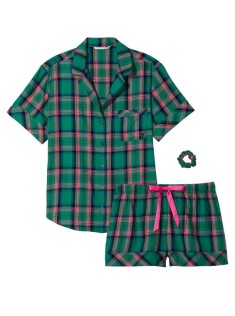 Піжама Green plaid Flannel Short PJ Set