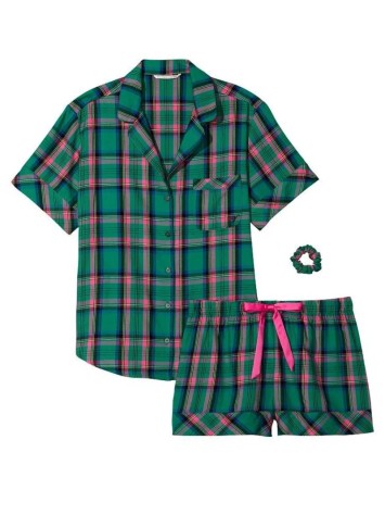 Піжама Green plaid Flannel Short PJ Set