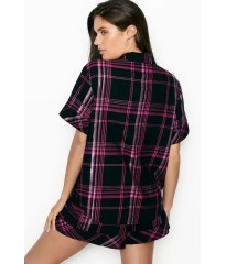 Піжама Flannel Short PJ Set black pink plaid