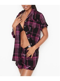 Піжама Flannel Short PJ Set black pink plaid