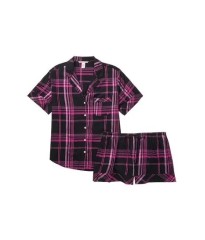 Піжама Flannel Short PJ Set black pink plaid