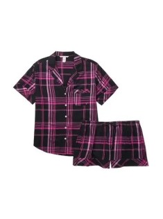 Піжама Flannel Short PJ Set black pink plaid