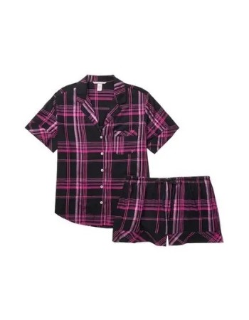 Піжама Flannel Short PJ Set black pink plaid