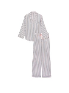 Піжама Victoria's Secret Flannel Long Pj set Pink Blue Classic Stripe