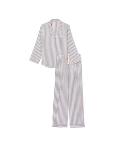 Піжама Victoria's Secret Flannel Long Pj set Pink Blue Classic Stripe