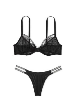 Комплект білизни Very Sexy Shine Strap Bra Lace Black Push-Up Set