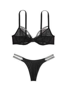 Комплект білизни Very Sexy Shine Strap Bra Lace Black Push-Up Set