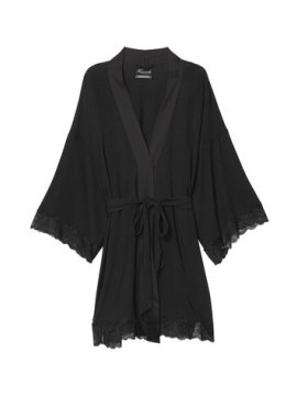 Халат Heavenly by Victoria Secret Black Lace Modal Kimono Dressing Gown