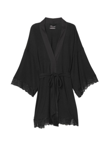 Халат Heavenly by Victoria Secret Black Lace Modal Kimono Dressing Gown