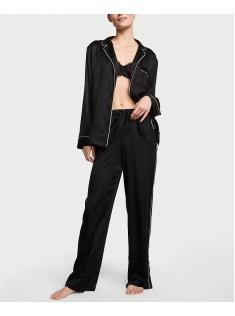 Сатиновая пижама VS Satin Long Pj Set Black