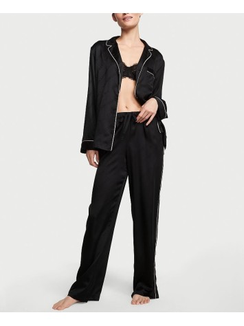 Сатинова піжама VS Satin Long Pj Set Black