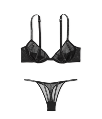 Комплект білизни Sheer Shine Unlined Low-Cut Demi Bra Set Black