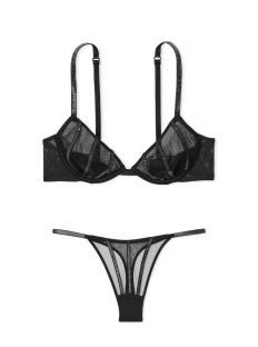 Комплект білизни Sheer Shine Unlined Low-Cut Demi Bra Set Black