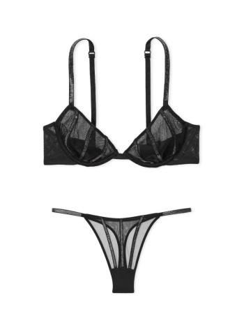 Комплект білизни Sheer Shine Unlined Low-Cut Demi Bra Set Black