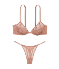 Комплект білизни Sheer Shine Unlined Low-Cut Demi Bra Set Almond Beige