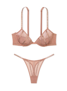 Комплект білизни Sheer Shine Unlined Low-Cut Demi Bra Set Almond Beige