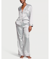 Піжама Glazed Satin Dew Drop Long Pajama Set Grey