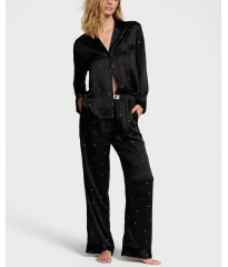 Піжама Glazed Satin Dew Drop Long Pajama Set Black