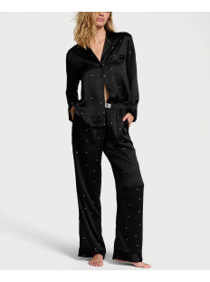 Пижама Glazed Satin Dew Drop Long Pajama Set Black