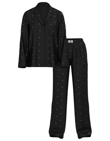 Піжама Glazed Satin Dew Drop Long Pajama Set Black