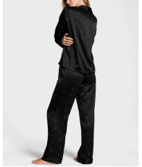 Піжама Glazed Satin Dew Drop Long Pajama Set Black